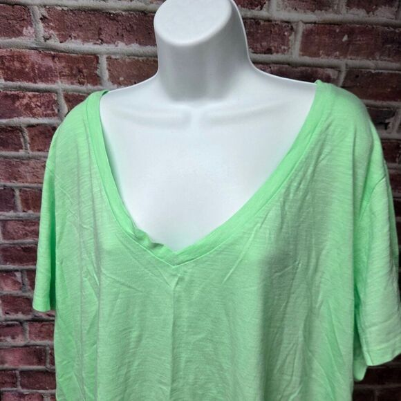 Universal Thread Green Cotton Tunic Top XXL V Neck Fitted Short Sleeve Soft - Picture 4 of 5